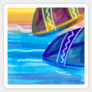 Pretty Watercolor Surfboards Magnet